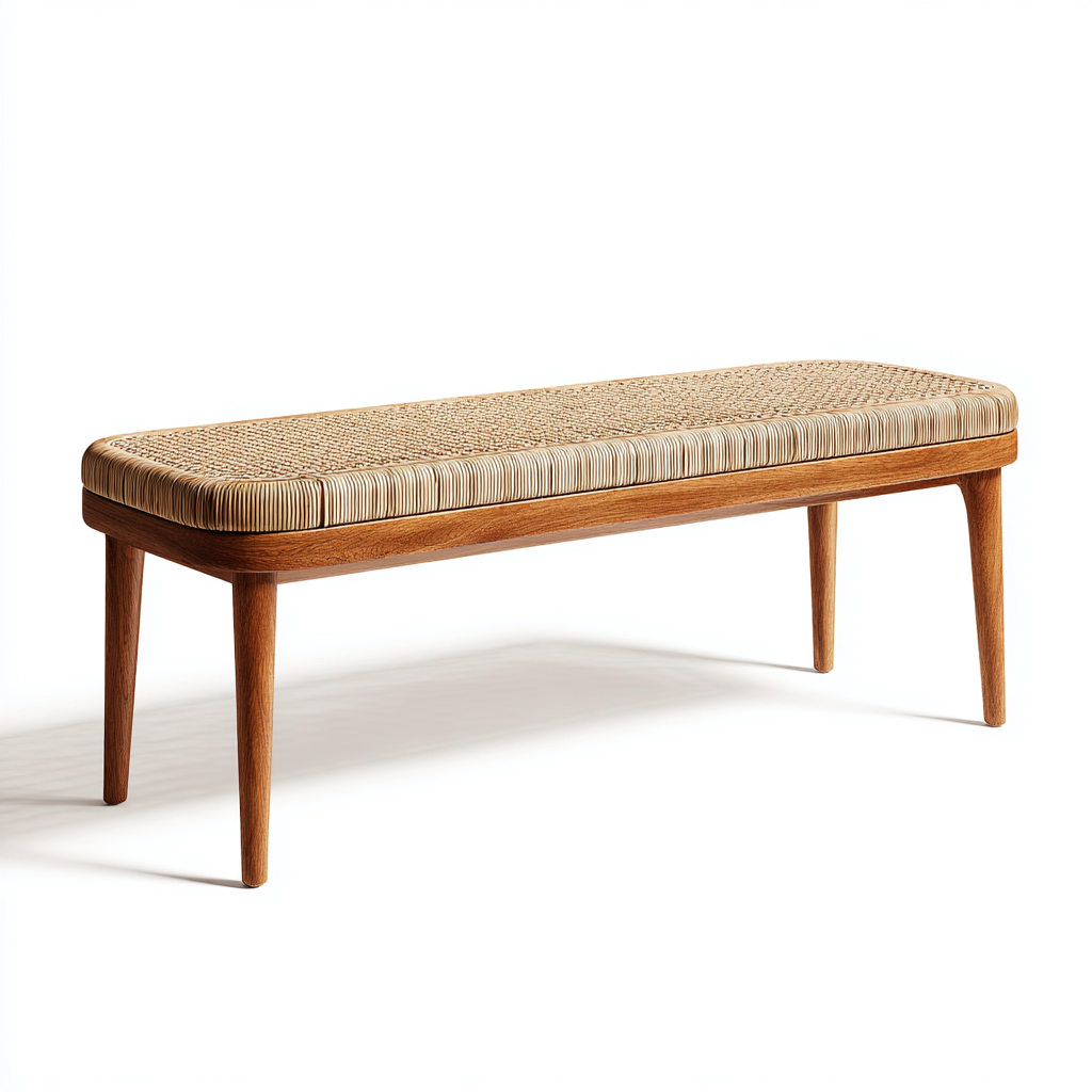 Panche da giardino in legno e rattan 120x40x45 cm - beige-legno - design naturale per esterni-Nookmyyard