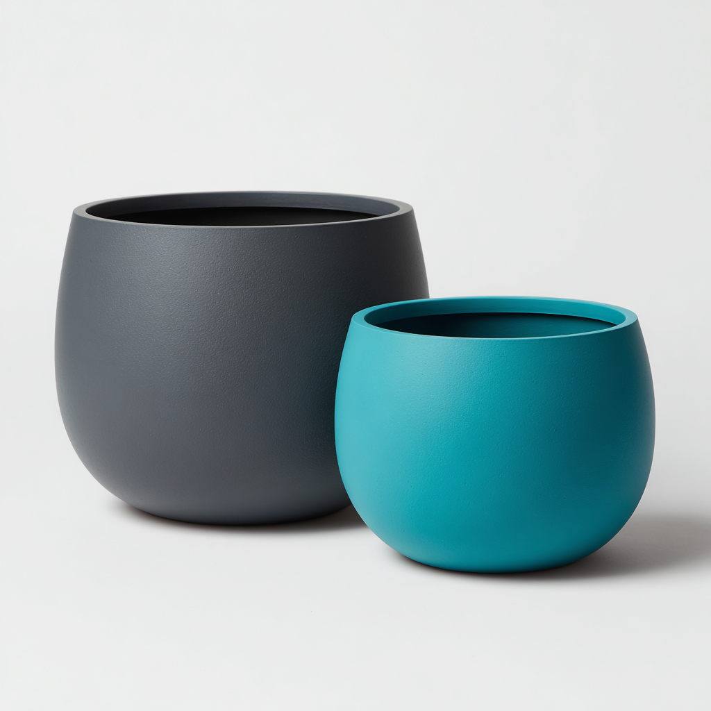 Vaso per piante in resina 40x40x35 cm - grigio-turchese - design moderno per esterni-Nookmyyard