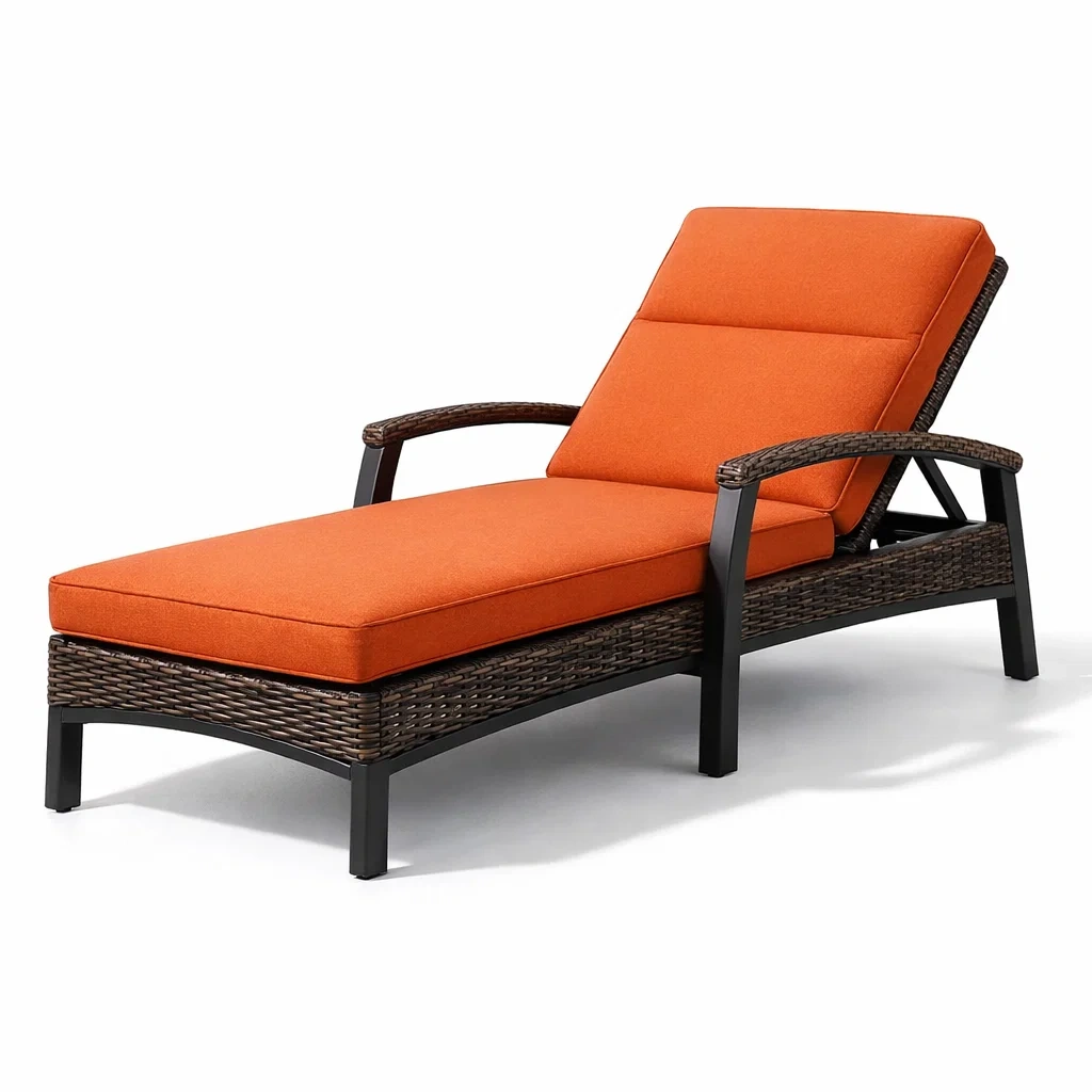 Sdraio in rattan sintetico e metallo arancione 195 cm-cozyroomstore