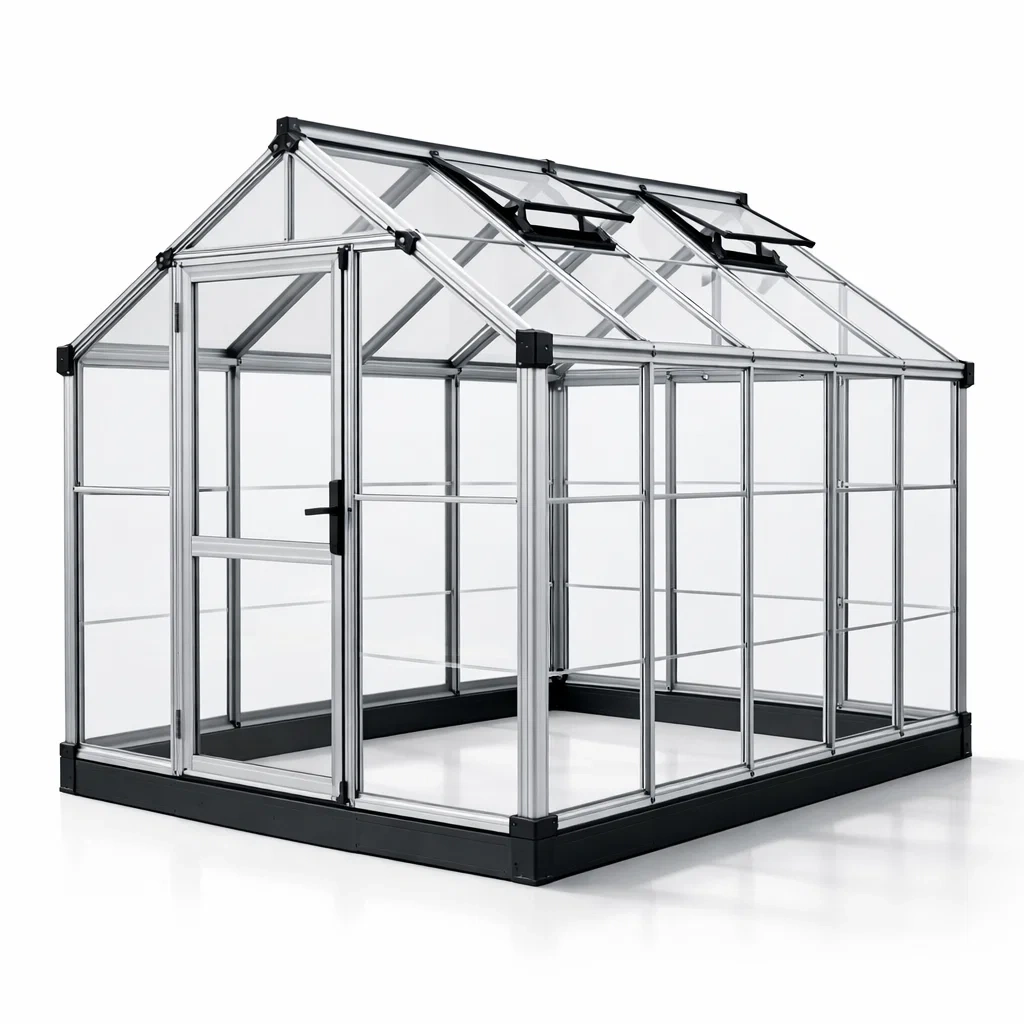 Serra in alluminio e policarbonato, 190x190x195 cm, argento-cozyroomstore