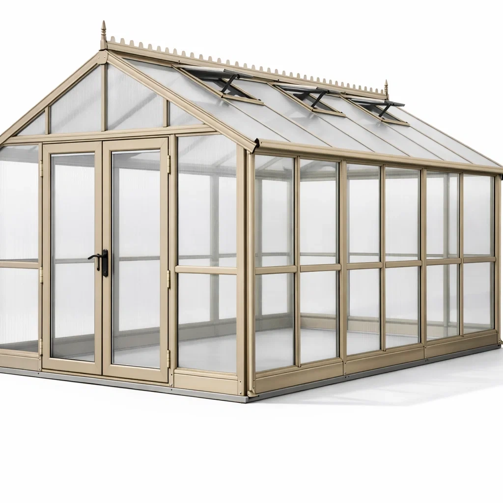 Serra in alluminio e policarbonato beige 300x200x250 cm-cozyroomstore