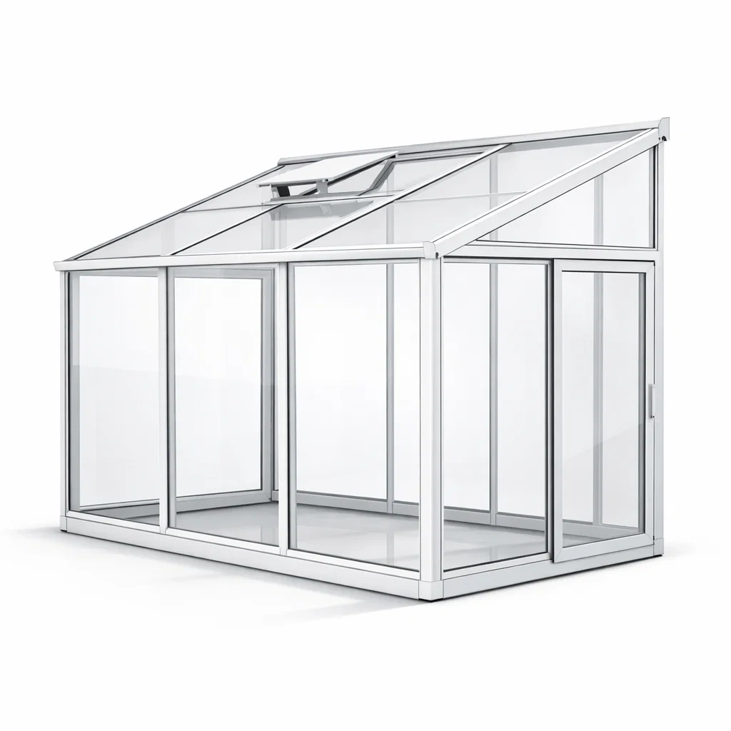 Serra in alluminio e vetro temperato 3mm con porta scorrevole-cozyroomstore