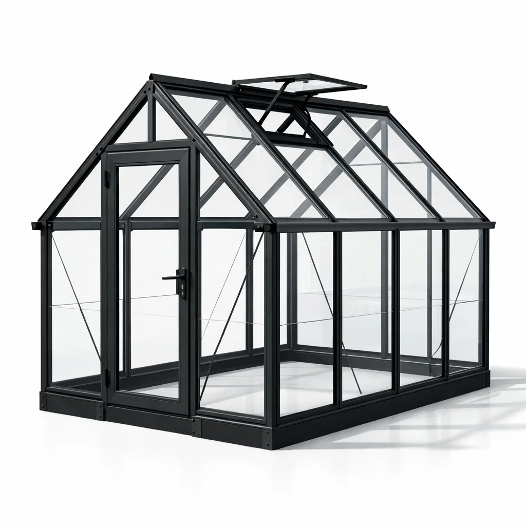 Serra in alluminio e vetro temperato nero 250x200x210 cm-cozyroomstore