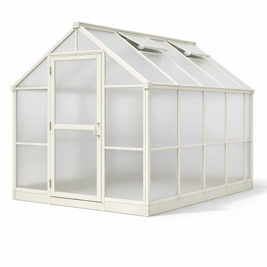 Serra in alluminio e policarbonato bianco con ventilazione-cozyroomstore