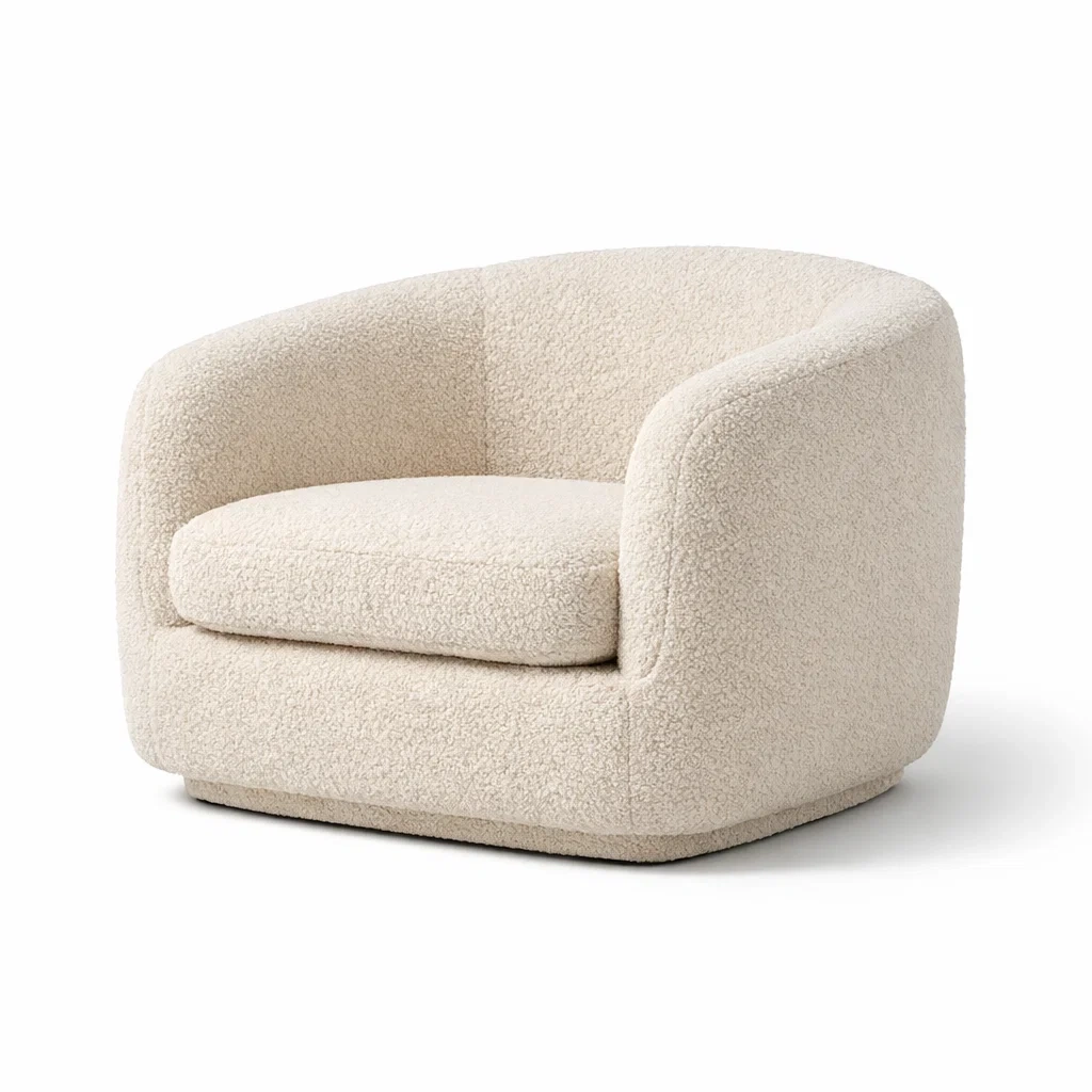 Poltrona in tessuto bouclé beige-cozyroomstore