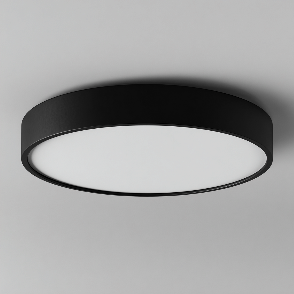 Deckenleuchte Metall 34x34x6 cm - schwarz - modernes Runddesign-Dengohaus