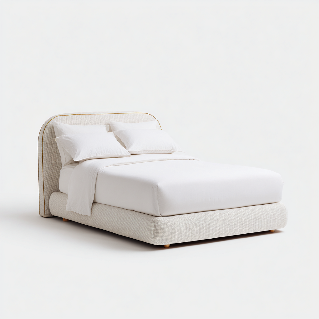 Doppelbett Stoff 200x180x100 cm - Beige - Modernes Design-Dengohaus