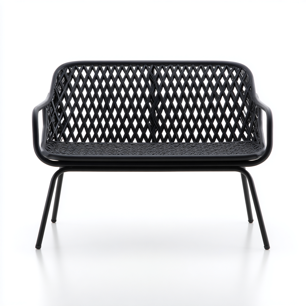 Gartenbank Kunststoff-Metall 120x59x80 cm - Schwarz - Luftiges Netzgeflecht-Design-Dengohaus