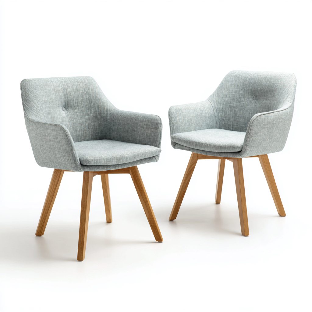 Esszimmerstühle Stoff 57x55x82 cm Hellblau-Grau-Holz - Modernes Design - Für Esszimmer-Dengohaus