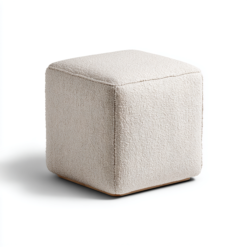 Fußhocker - Stoffbezug 40x40x40 cm - Beige - Modernes Design-Dengohaus