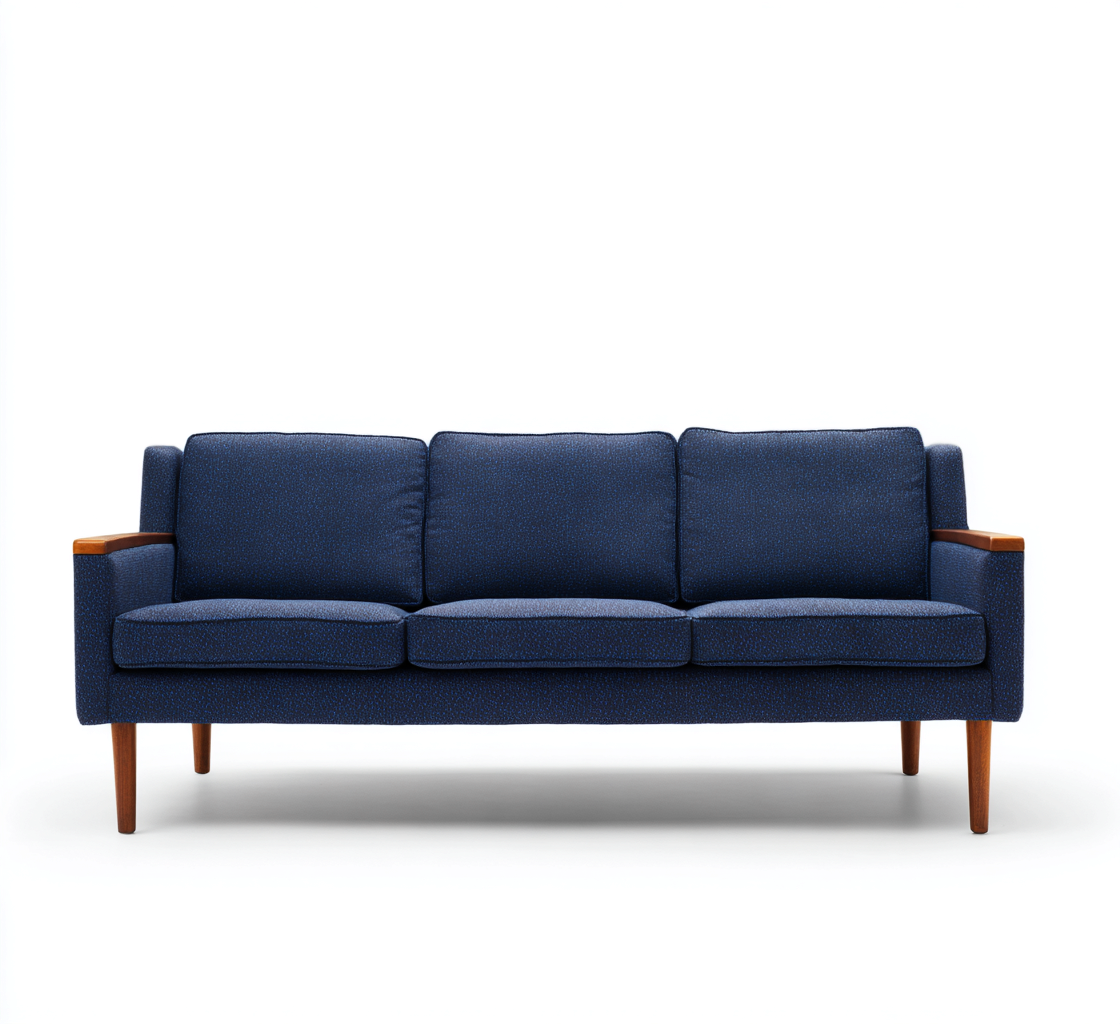 3 Sitzer Sofa - Stoff-Holz - 188x84x86 cm - Dunkelblau - Modernes Design-Dengohaus