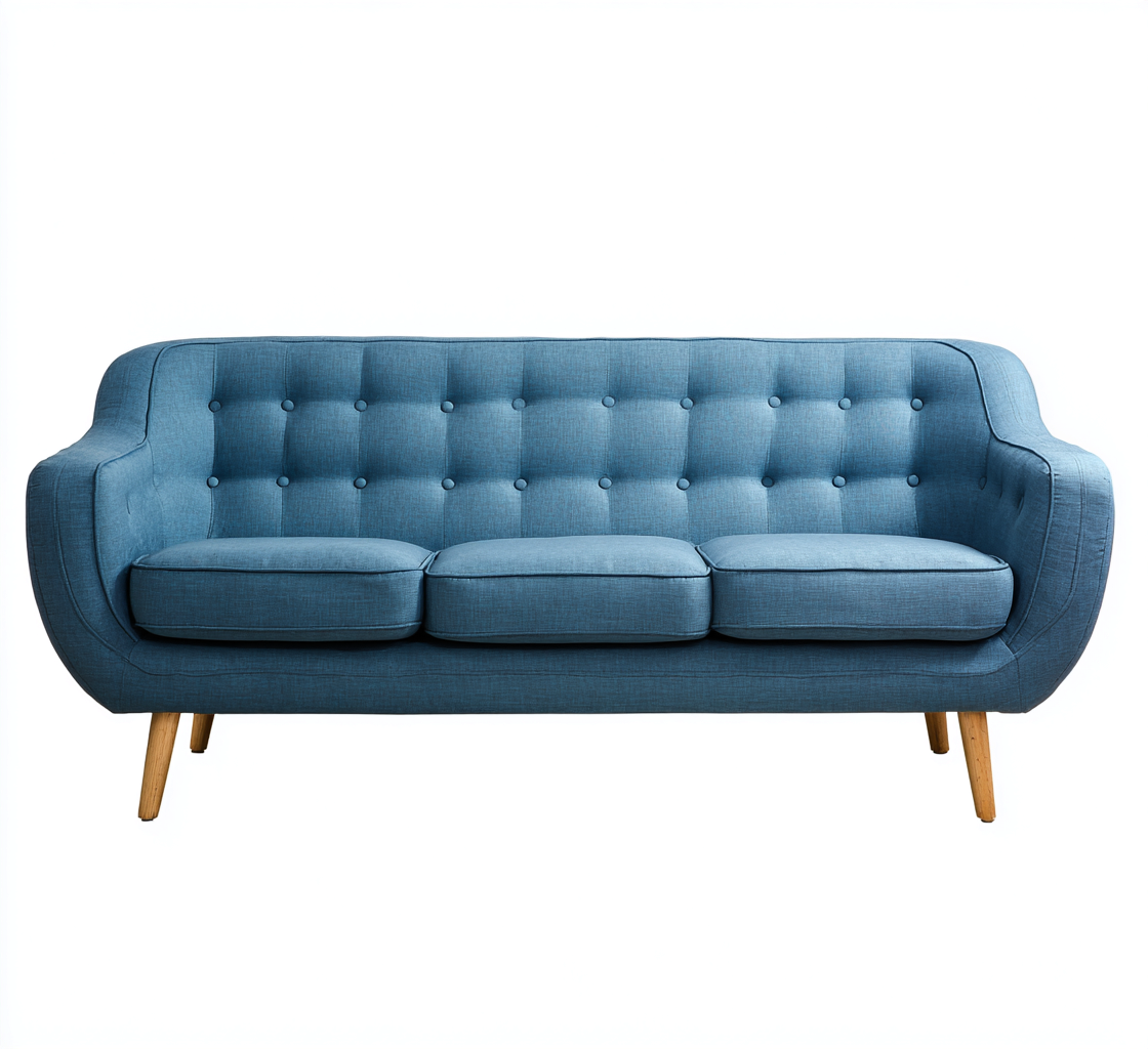 3 Sitzer Sofa - Stoff - 185x80x85 cm - Blau - Modernes Design-Dengohaus