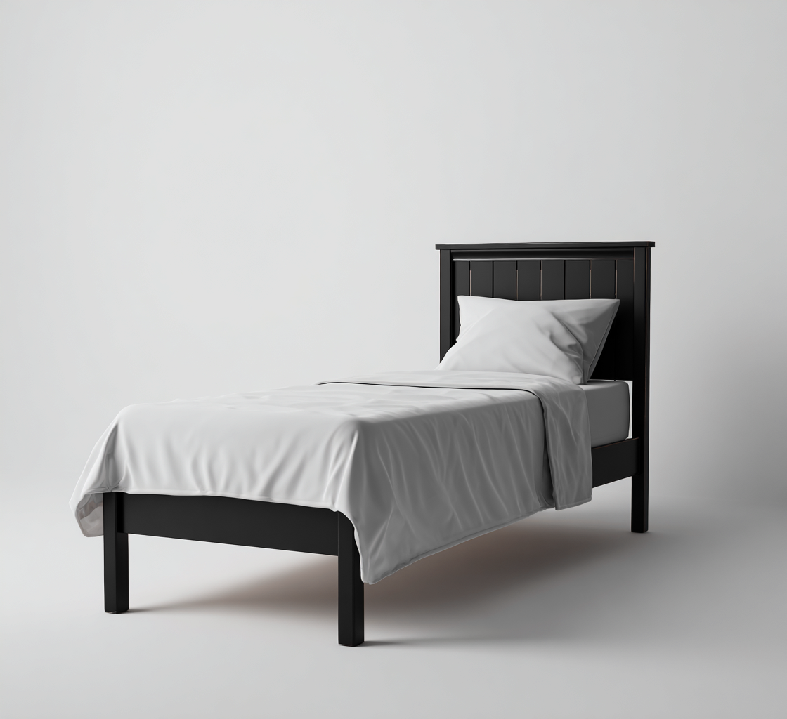 Einzelbett Massivholzrahmen 200x100x105 cm - Schwarz - Klassisches Design - Für Schlafzimmer-Dengohaus
