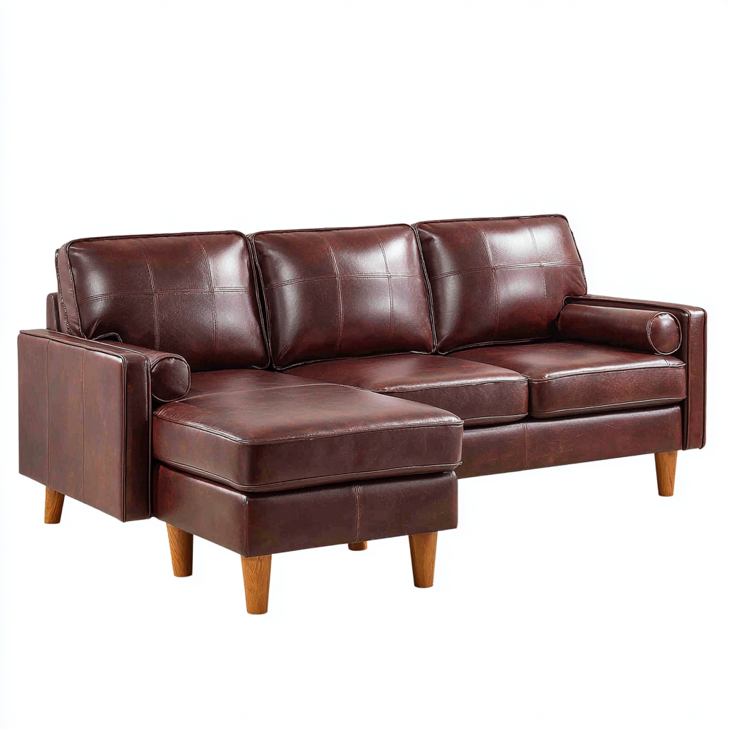 Ecksofa Leder 255x155x85 cm - Braun - Modernes Design-Dengohaus