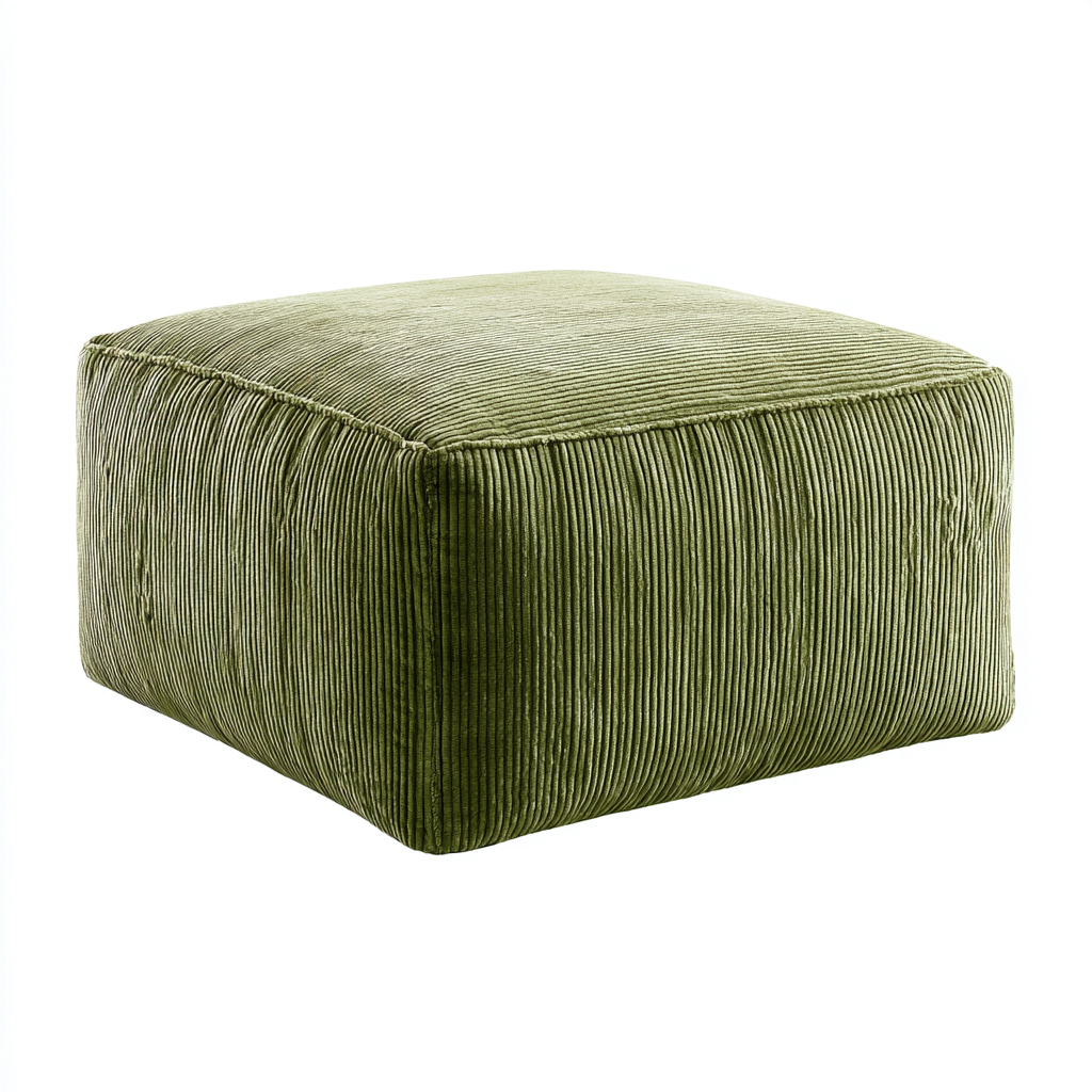 Fußhocker - Cordstoff 40x40x45 cm - Olivgrün - Modernes Design-Dengohaus