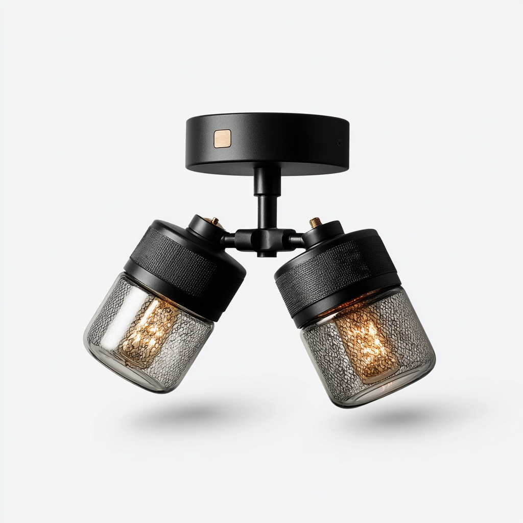 Deckenleuchte Metall-Glas 26x14 cm - Schwarz-Grau - Für Wohnzimmer - Modernes Design-Dengohaus