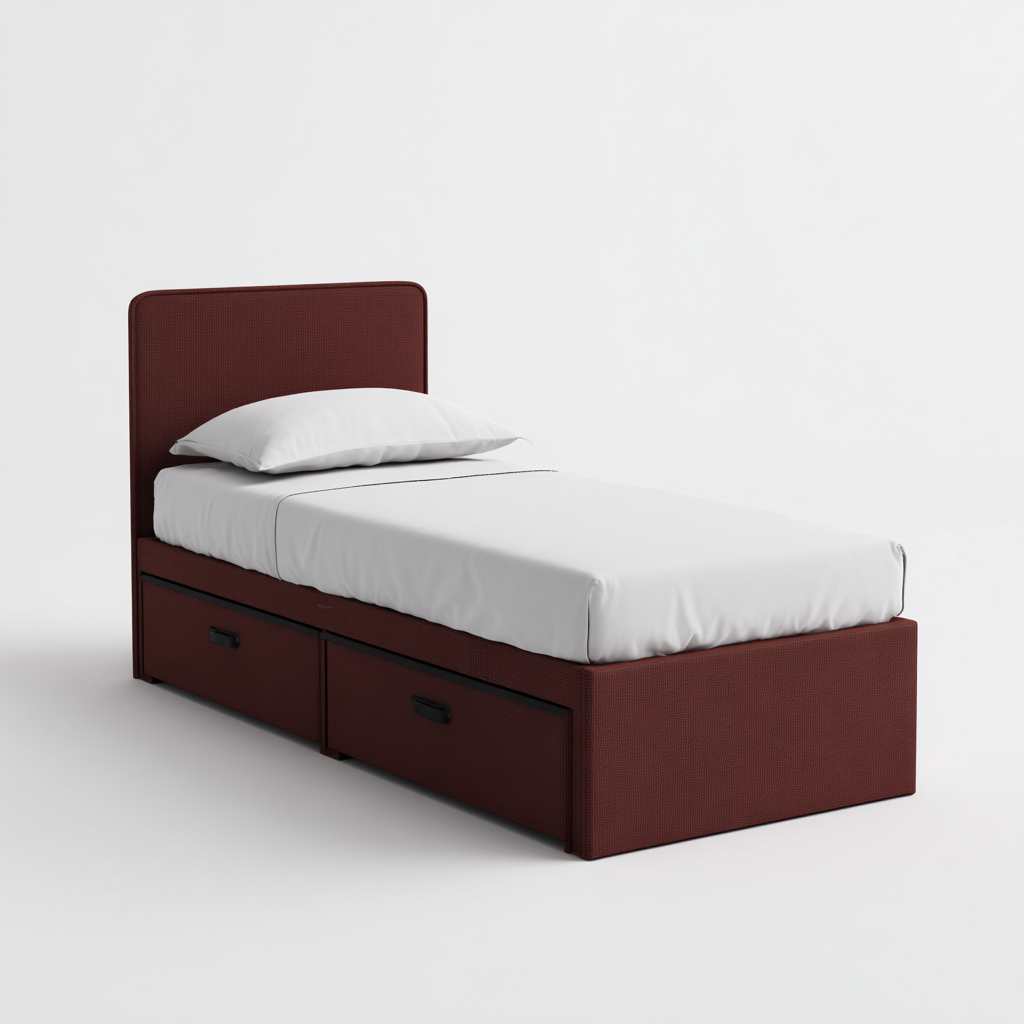Einzelbett Stoffpolsterung mit Stauraum 200x95x105 cm - Dunkelrot - Modernes Design-Dengohaus