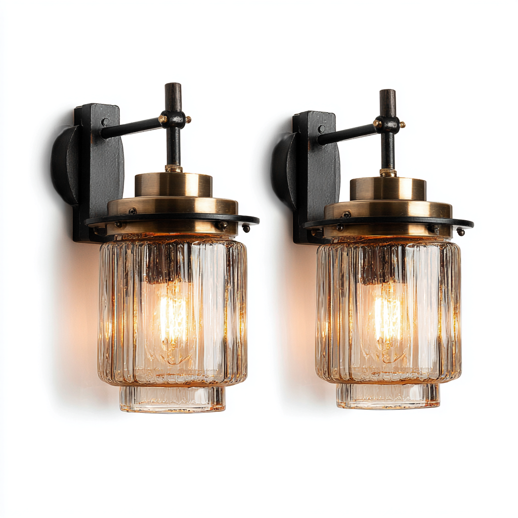 Wandleuchte Metall-Glas 28x12 cm - Schwarz-Antikgold-Klar - Vintage Design-Dengohaus