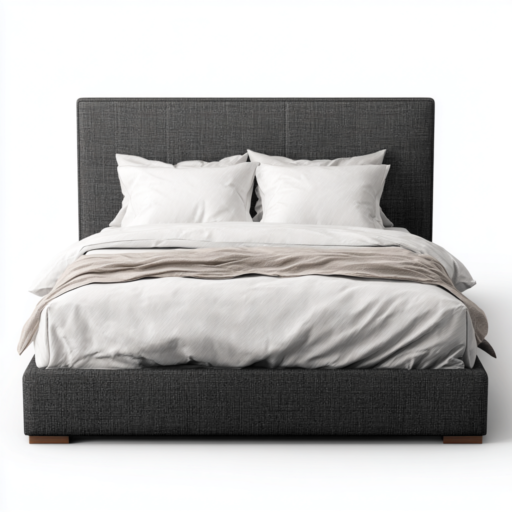 Doppelbett Stoffpolsterung 205x160x120 cm - Dunkelgrau - Modernes Design-Dengohaus