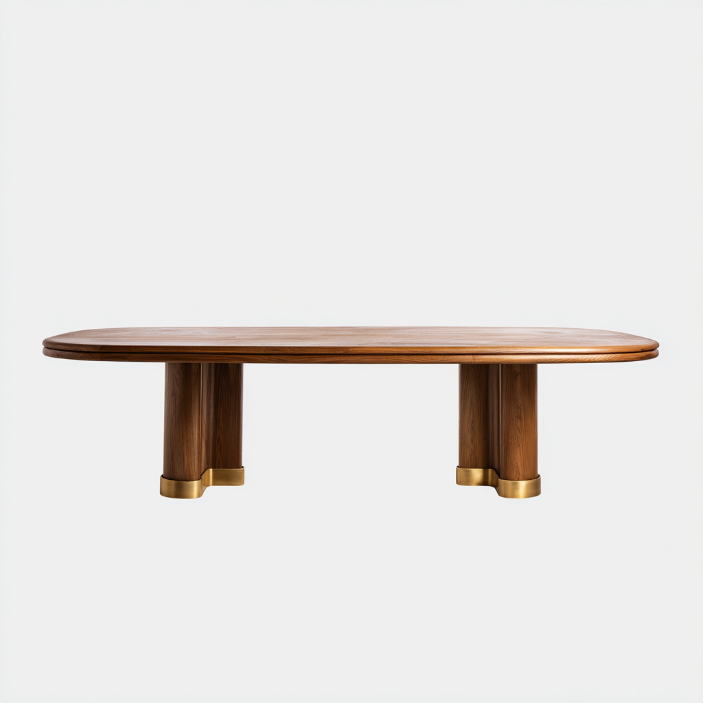 Esszimmertisch Massivholz 240x110x75 cm - Walnussbraun - ovales modernes Design geeignet für Esszimmer-Dengohaus