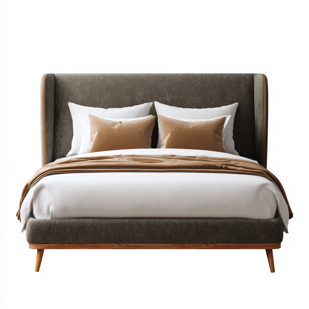 Doppelbett Stoffpolsterung 210x165x125 cm - Dunkelbraun - Zeitgenössisches Design-Dengohaus