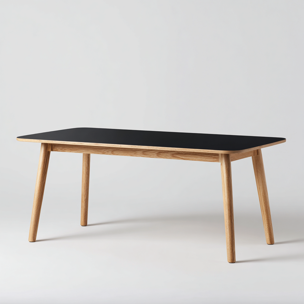 Esszimmertisch Holz 160x80x75 cm - Schwarz-Natur - Modernes Design-Dengohaus