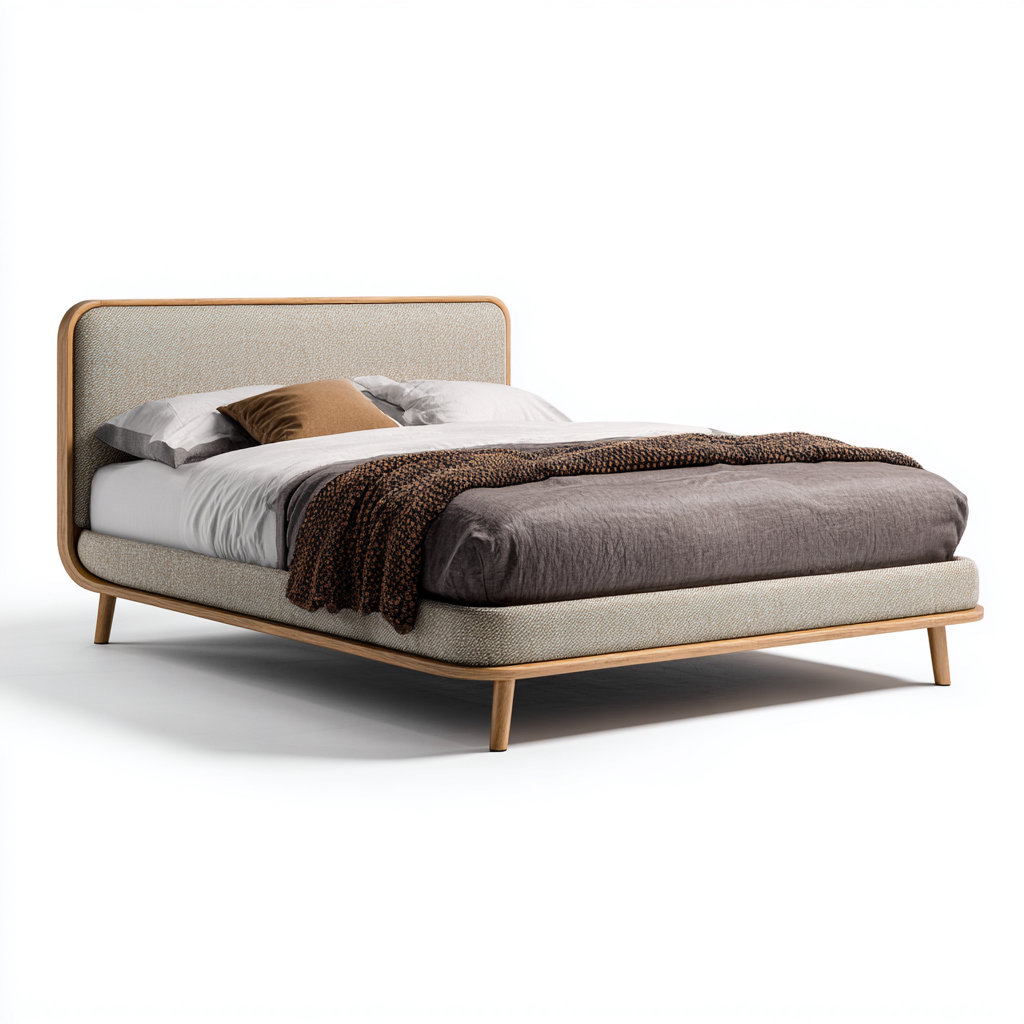 Doppelbett Stoffpolsterung Holzrahmen 200x160x110 cm - Beige - Modernes Design-Dengohaus