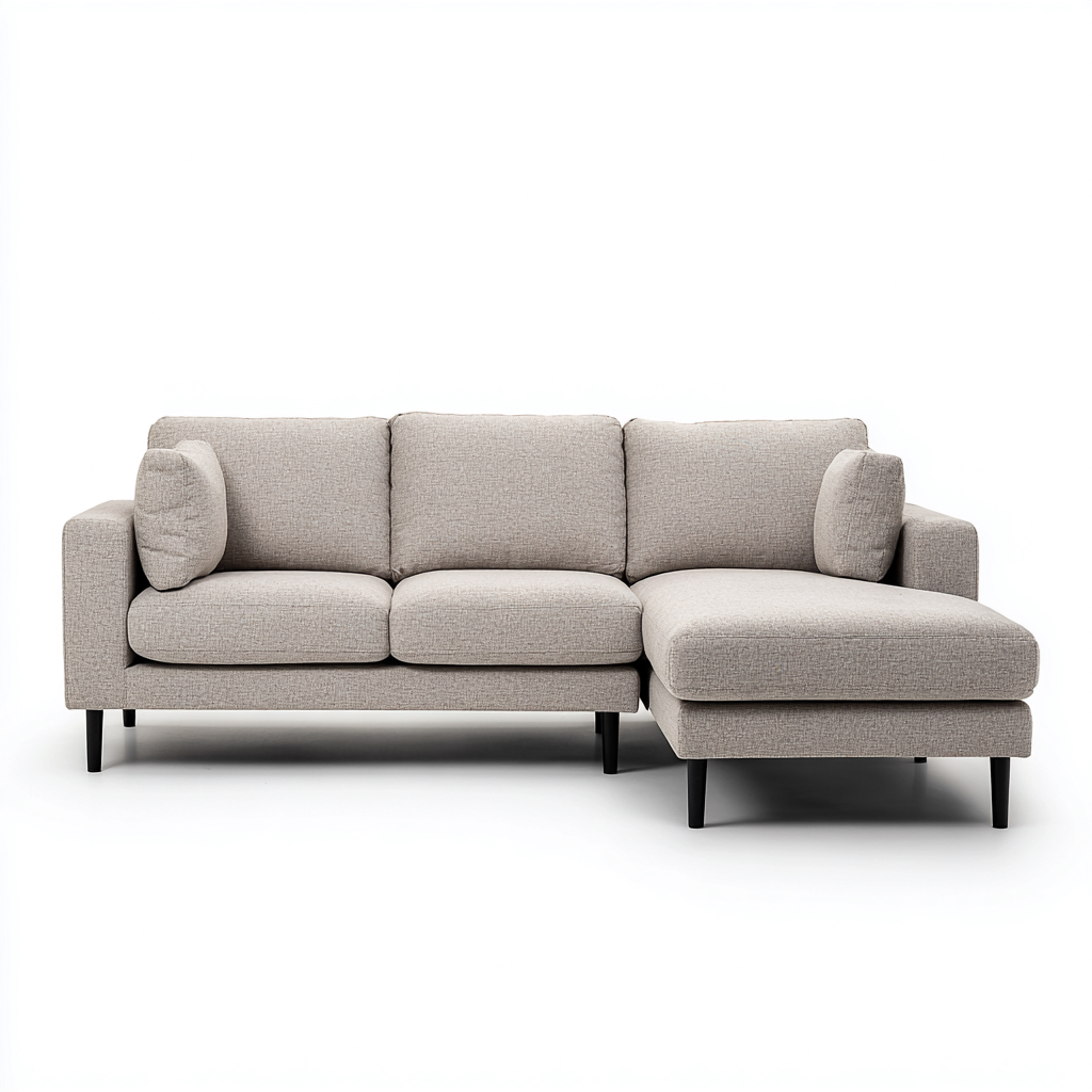 Ecksofa Stoff 260x160x85 cm - Hellgrau - Modernes Design-Dengohaus