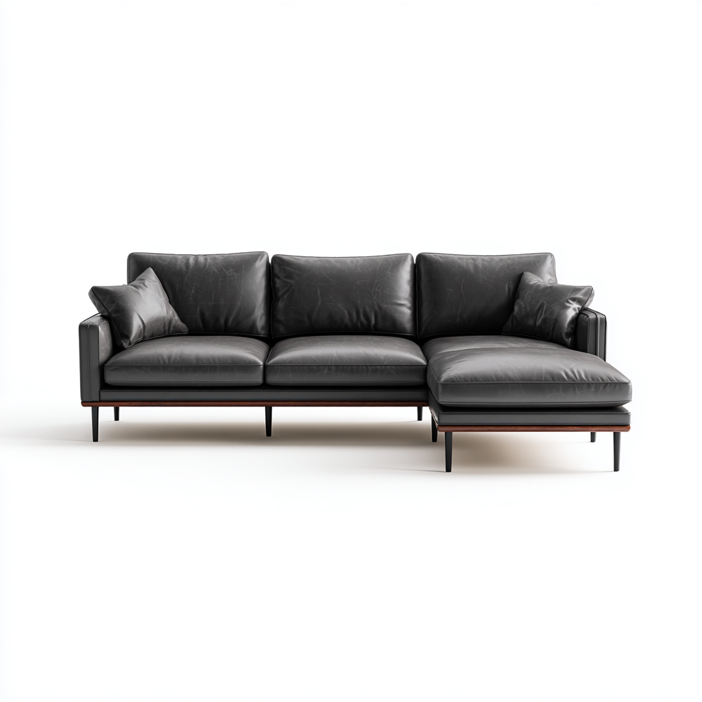 Ecksofa Leder 255x155x85 cm - Dunkelgrau - Modernes Design-Dengohaus