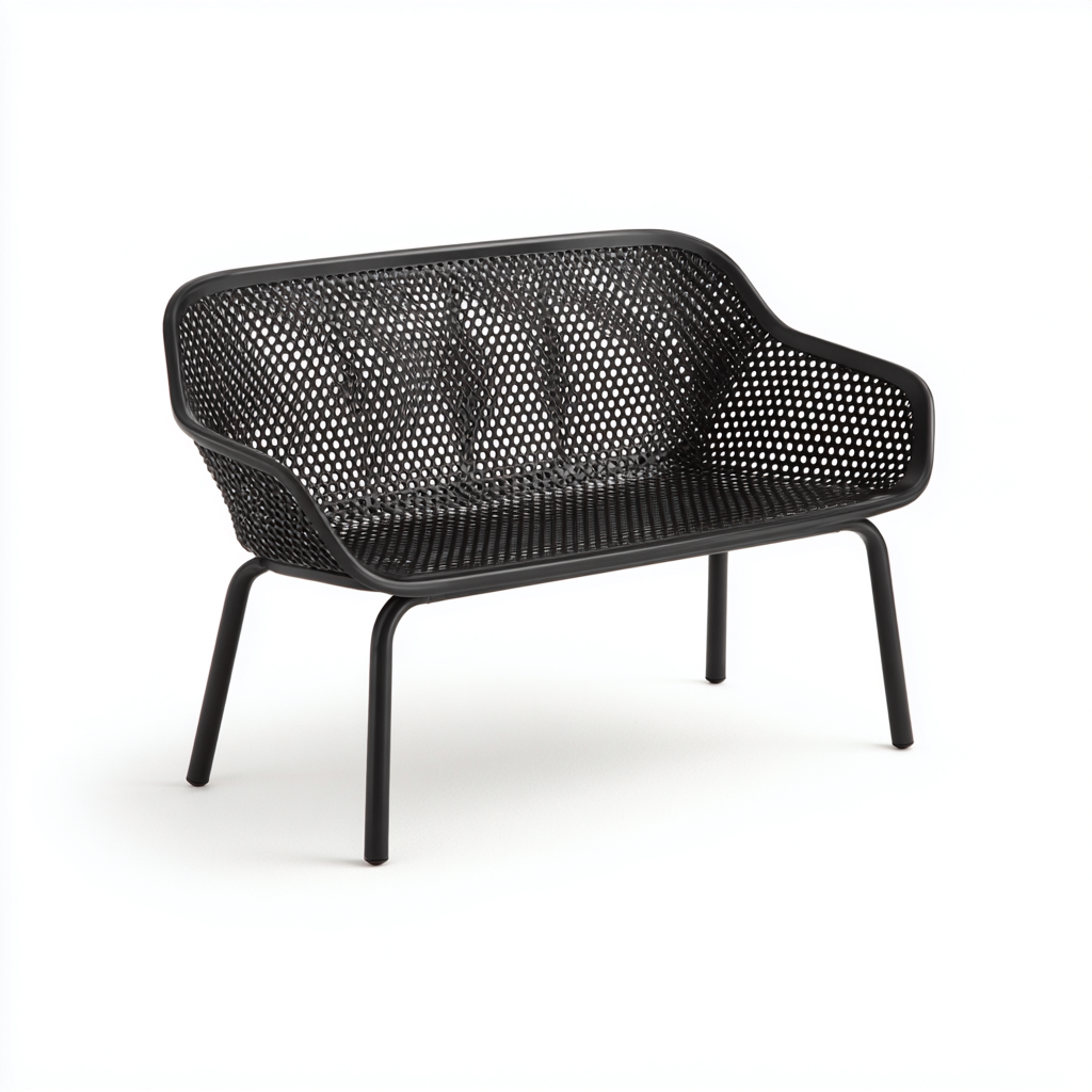 Gartenbank Metall 110x55x80 cm - Schwarz - Modernes Design-Dengohaus