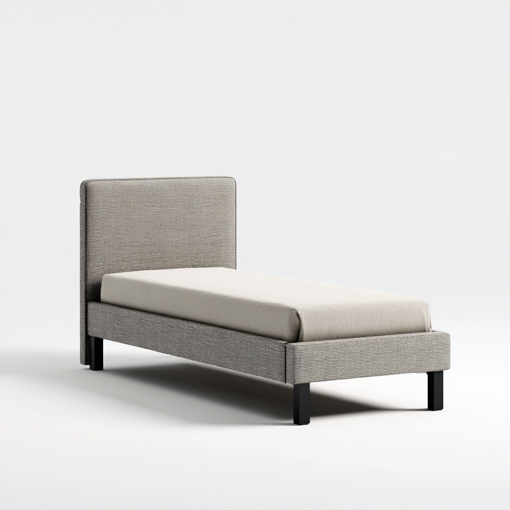 Einzelbett Stoffpolsterung 200x95x88 cm - Hellgrau-Schwarz - Modernes Design-Dengohaus