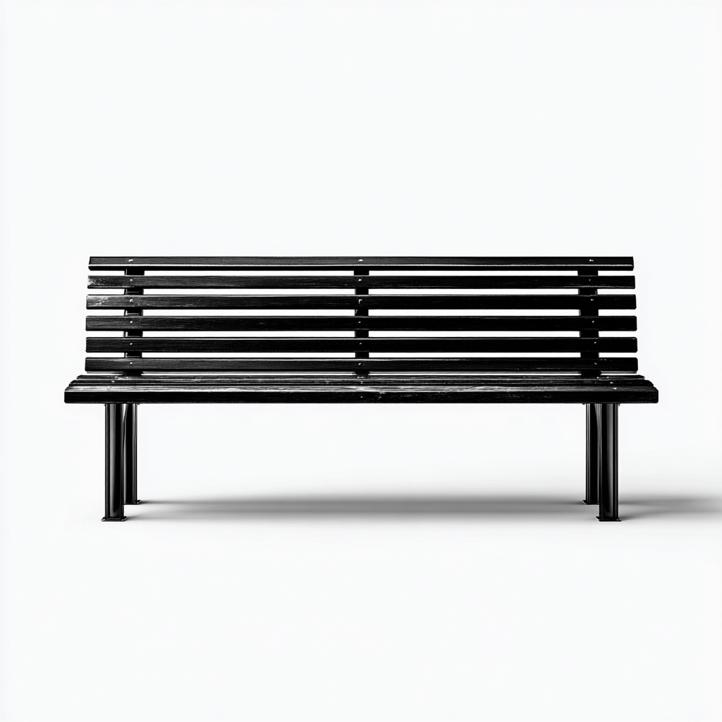 Gartenbank Holz-Metall 148x60x82 cm - Schwarz - Urbanes Lamellen-Design-Dengohaus