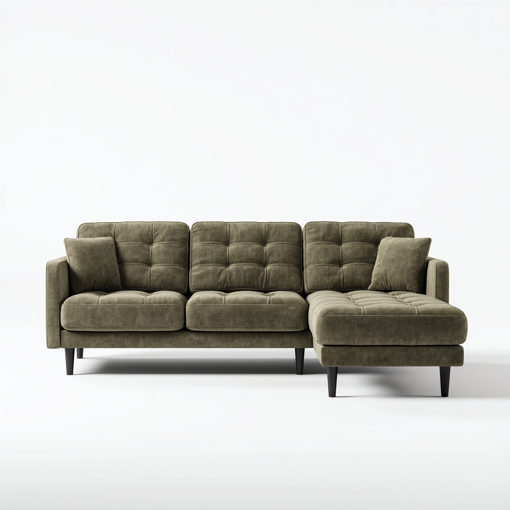 Ecksofa mit Stoffbezug 260x95x85 cm - Olivgrün - Modernes Design-Dengohaus