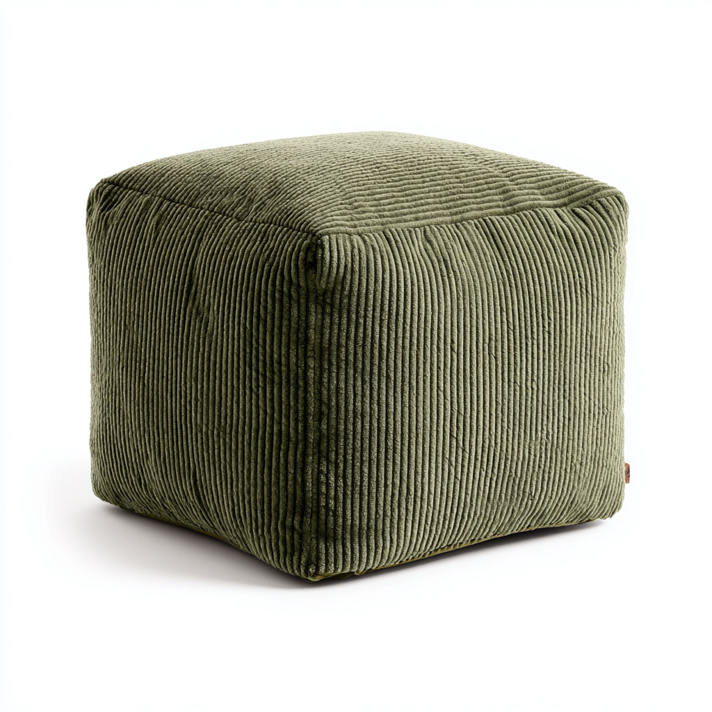 Fußhocker Stoff 45x45x40 cm - Olivgrün - Modernes Design-Dengohaus