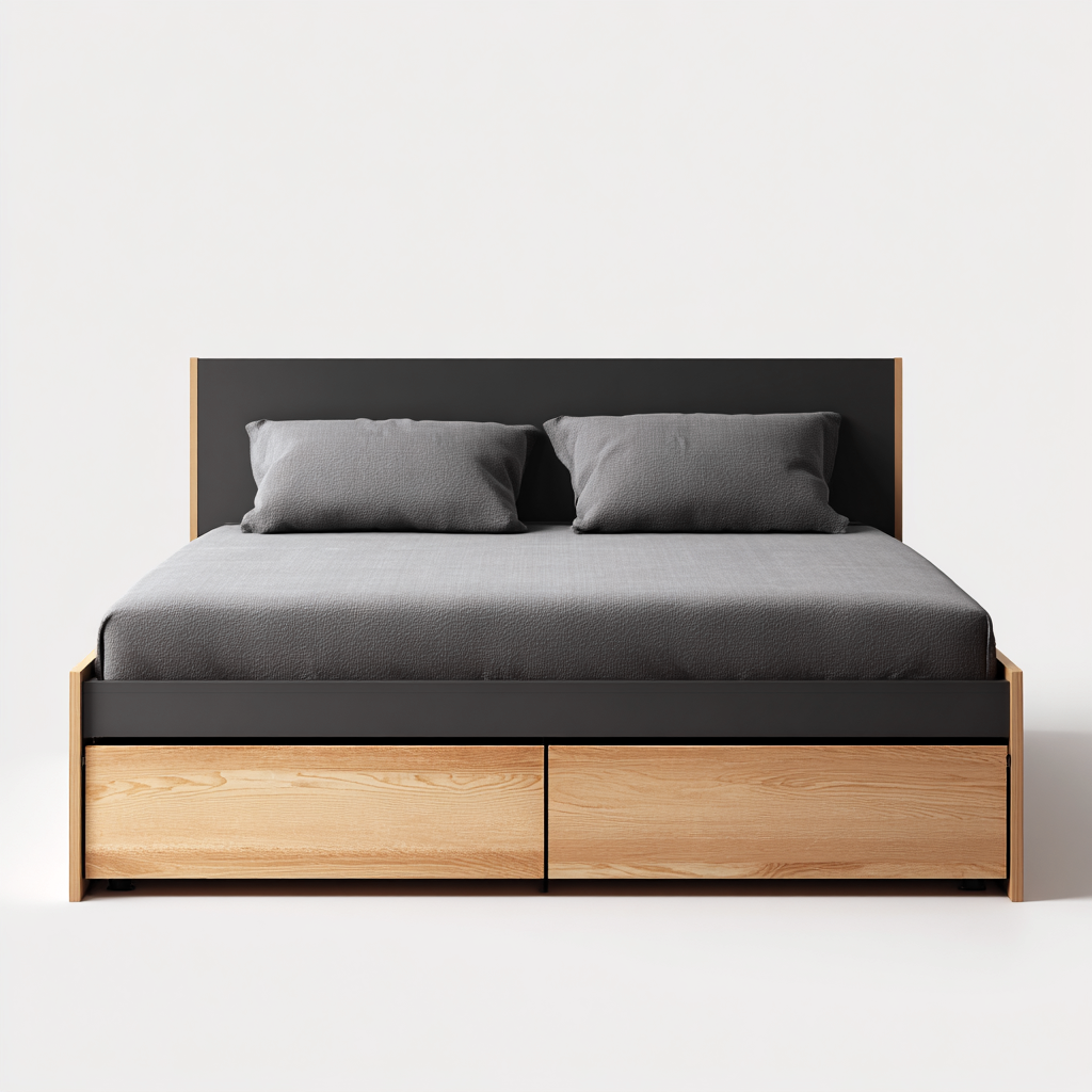 Doppelbett Holz-MDF 200x160x90 cm - Schwarz-Holz - Modernes Design-Dengohaus