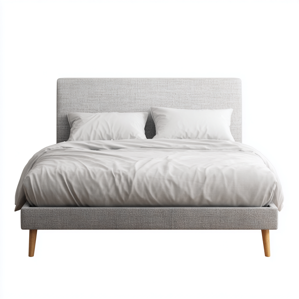 Doppelbett Stoffpolsterung Holzfüße 200x160x105 cm - Hellgrau - Modernes Design-Dengohaus