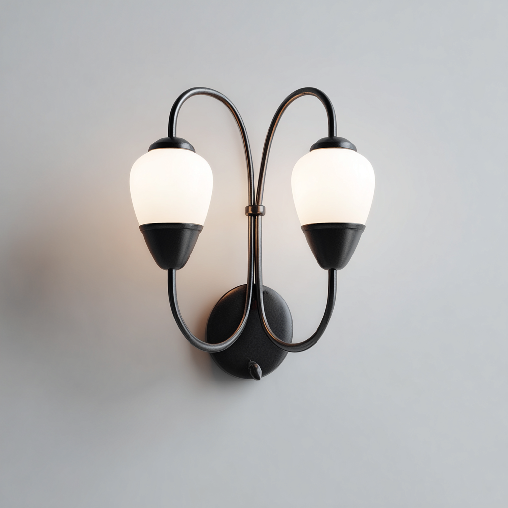 Wandleuchte Metall-Glas 28x24 cm - Schwarz-Weiß - Modernes Design-Dengohaus