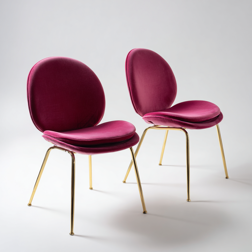 Esszimmerstühle Samt 50x47x82 cm Dunkelpink-Gold - Modernes Design - Für Esszimmer-Dengohaus