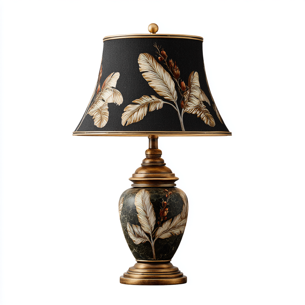 Tischlampe Keramik-Metall 55x32x18 cm - schwarz-gold-braun - Vintage-Design-Dengohaus