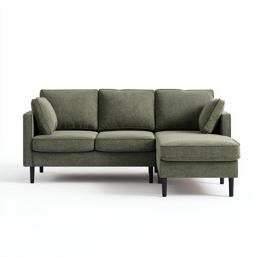 Ecksofa Stoff 255x155x85 cm - Olivgrün - Modernes Design-Dengohaus
