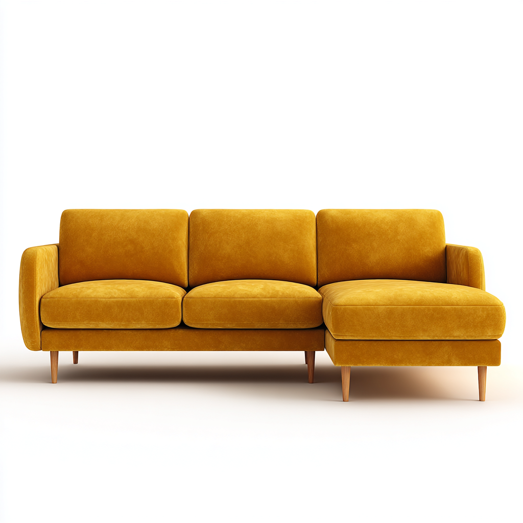 Ecksofa Samt 255x155x85 cm - Gelb - Modernes Design-Dengohaus