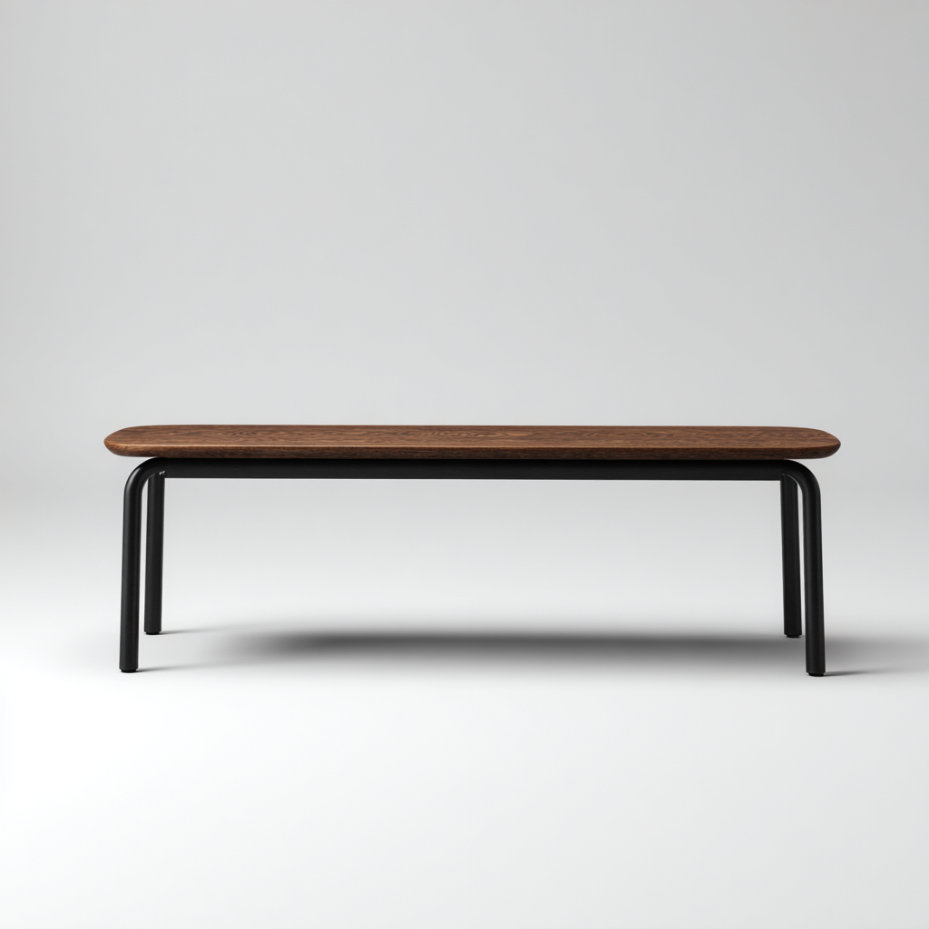 Gartenbank Holz-Metall 142x44x47 cm - Dunkelbraun-Schwarz - Für Garten - Modernes Design-Dengohaus