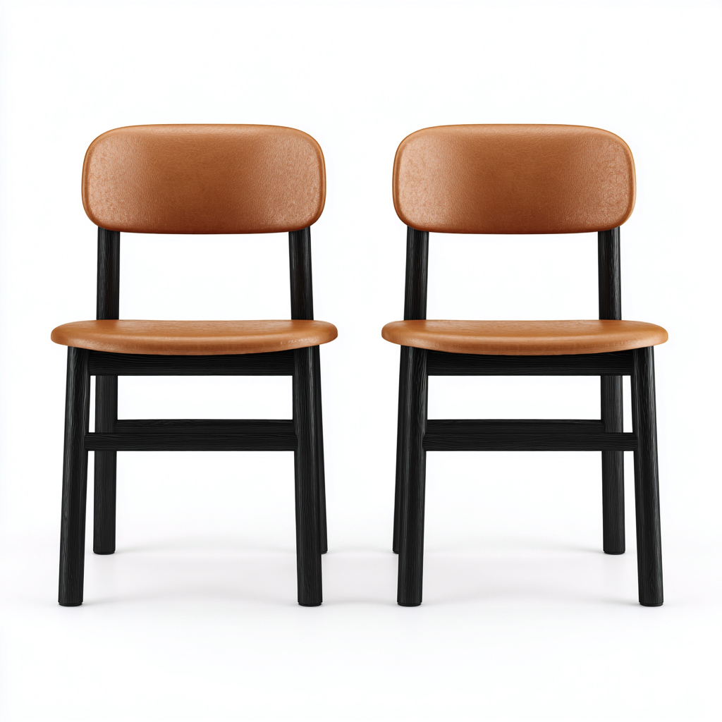 Esszimmerstühle Kunstleder 48x45x82 cm Braun-Schwarz - Retro Design - Für Esszimmer-Dengohaus