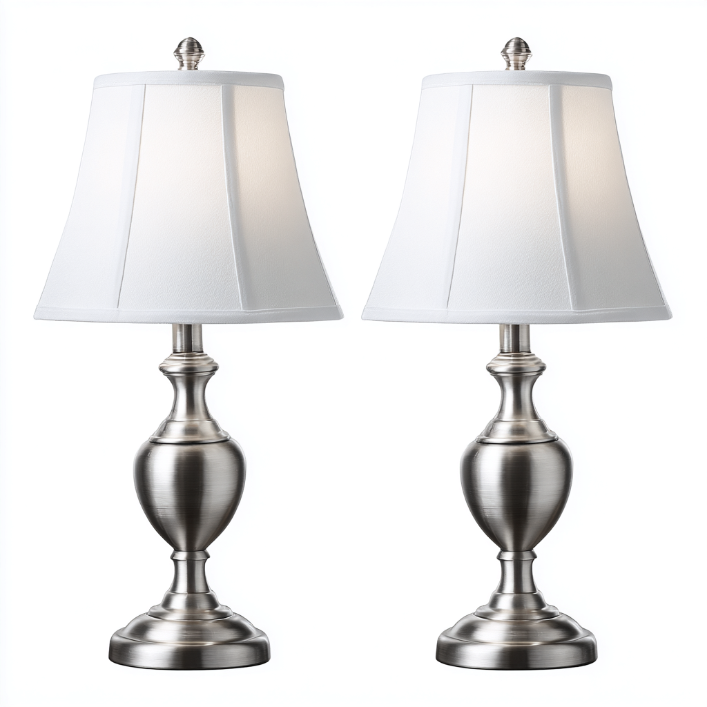 Tischlampe Metall 58x26x17 cm - Silber-Weiß - Klassisches Design für Wohnraum-Dengohaus