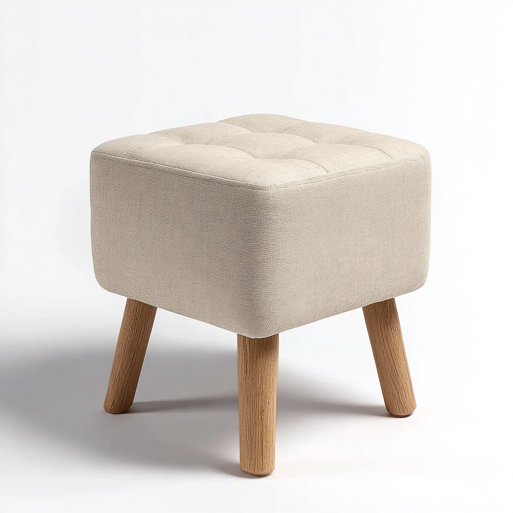 Fußhocker - Stoffbezug 40x40x40 cm - Beige - Modernes Design-Dengohaus