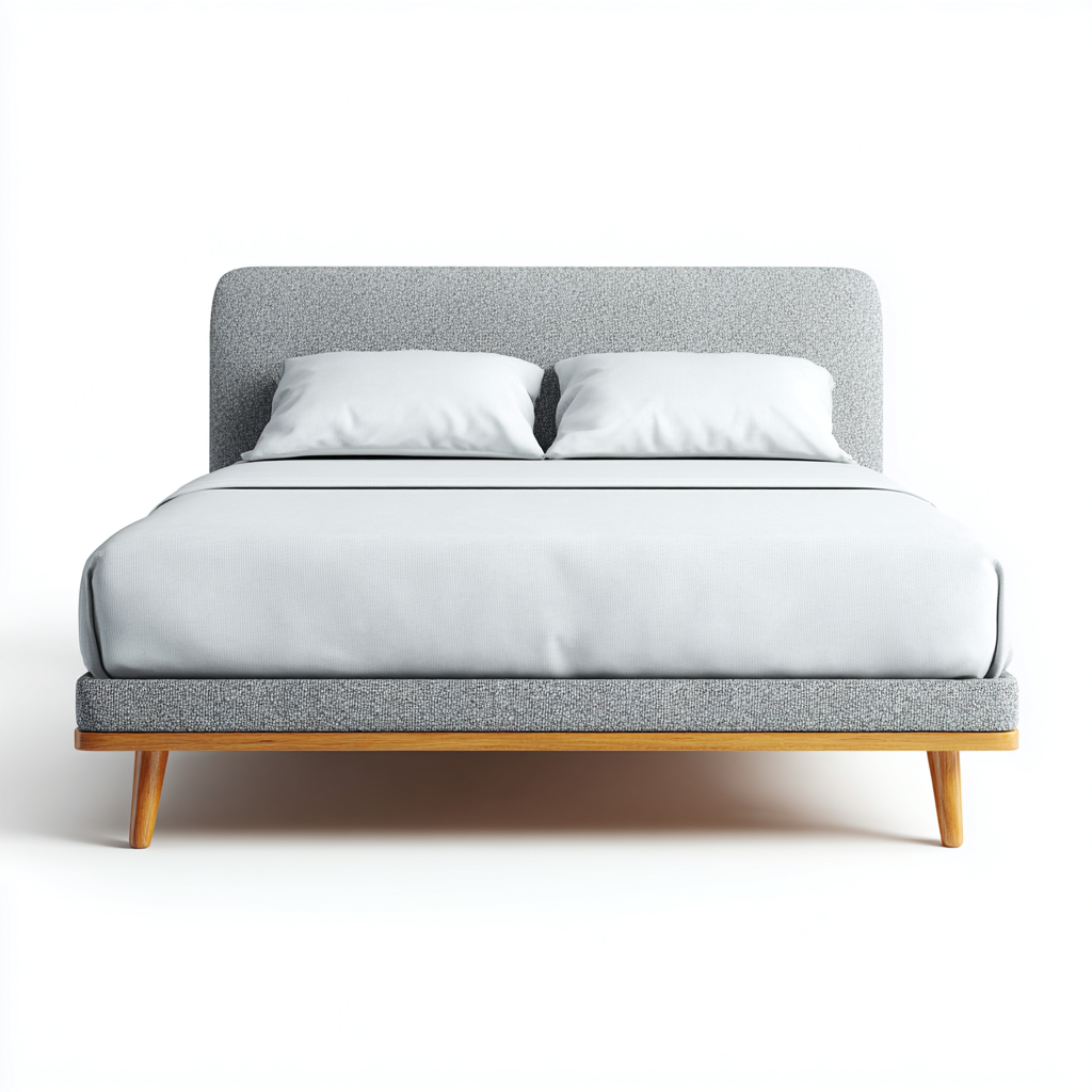 Doppelbett Stoff-Holz 200x180x95 cm - Grau - Modernes Design-Dengohaus