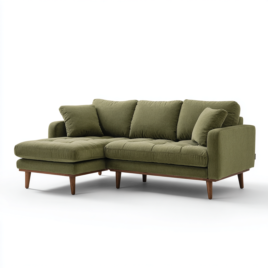Ecksofa Stoff 260x160x85 cm - Olivgrün - Modernes Design-Dengohaus