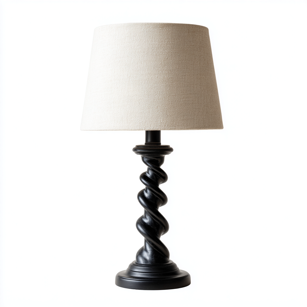 Tischlampe Metall-Gewebe 53x28x18 cm - Schwarz-Beige - Klassisches Design für Wohnraum-Dengohaus