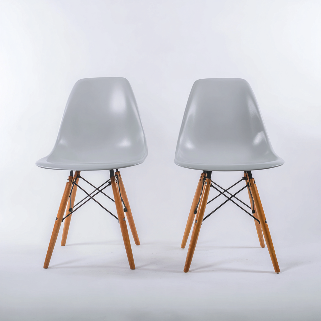 Esszimmerstühle Kunststoff 48x46x82 cm Hellgrau-Holz - Modernes Design - Für Esszimmer-Dengohaus