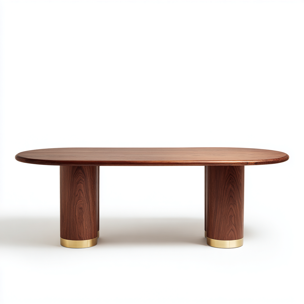 Esszimmertisch Massivholz 210x100x75 cm - Walnussbraun - ovales modernes Design geeignet für Esszimmer-Dengohaus